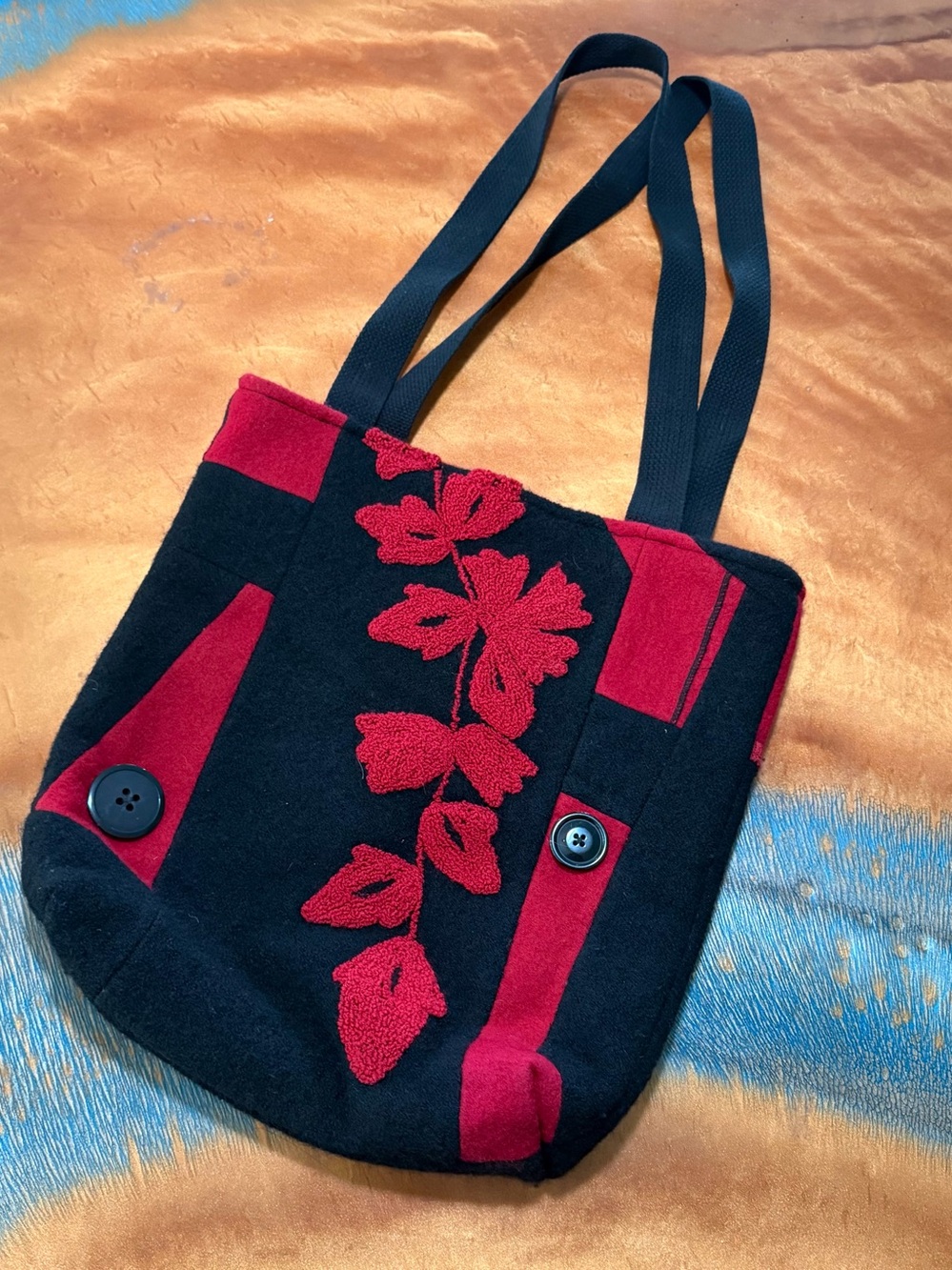 Karen Lou Handmade Wool and textile Embroidered bag lined Fairbanks Alaska